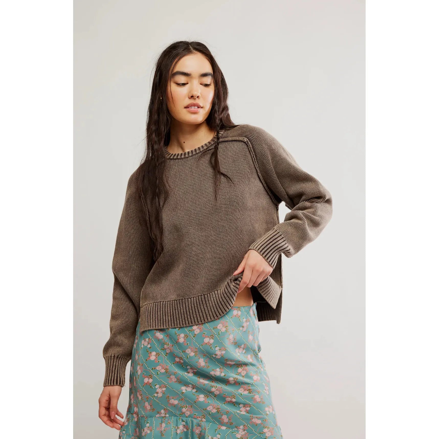 Free People Spring Street Pullover in French Chocolate