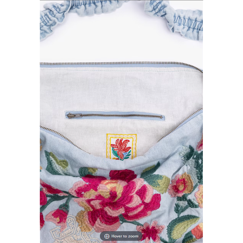 Johnny Was Ruched Strap Crossbody Bag in Denim Blue