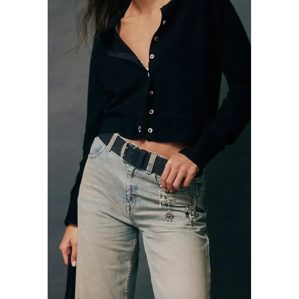 Free People Double Cross Belt in Black