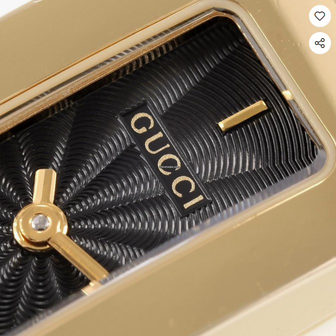 Gucci 3900L Ladies 12mm Black Guilloche Dial Gold Bracelet Watch Rectangular