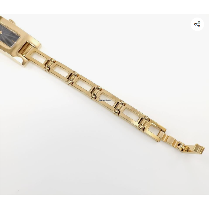 Gucci 3900L Ladies 12mm Black Guilloche Dial Gold Bracelet Watch Rectangular