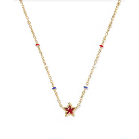 Kendra Scott Mini Cassidy Short Pendant Necklace in Gold Red Illusion
