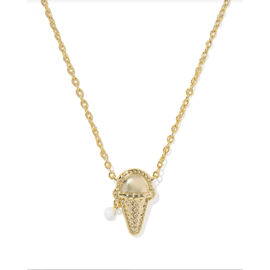 Kendra Scott Ice Cream Pendant Necklace in Gold Ivory Mother of Pearl