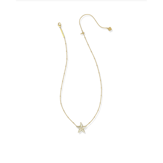 Kendra Scott Parker Starfish Short Pendant Necklace in Gold Natural Mother of Pearl 