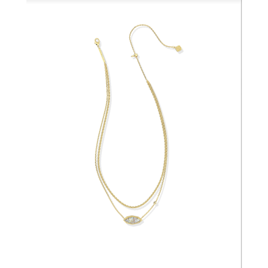 Kendra Scott Ophelia Multi Strand Necklace in Gold Iridescent Abalone