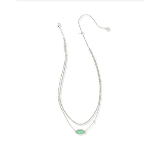 Kendra Scott Ophelia Multi Strand Necklace in Silver Mint Iridescent Abalone