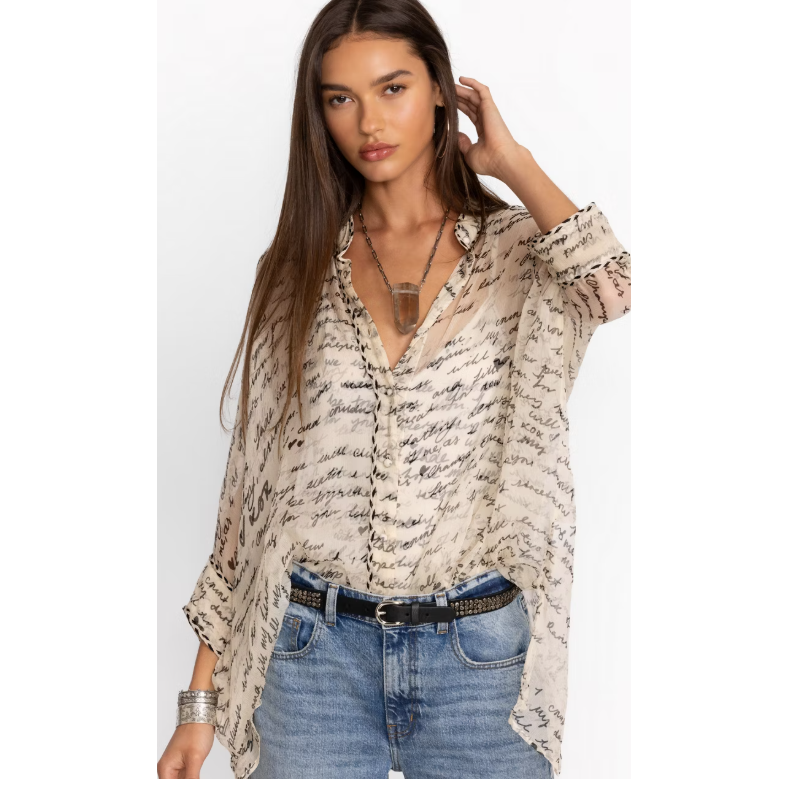 Johnny Was Sincerely Yours Silk Blouse