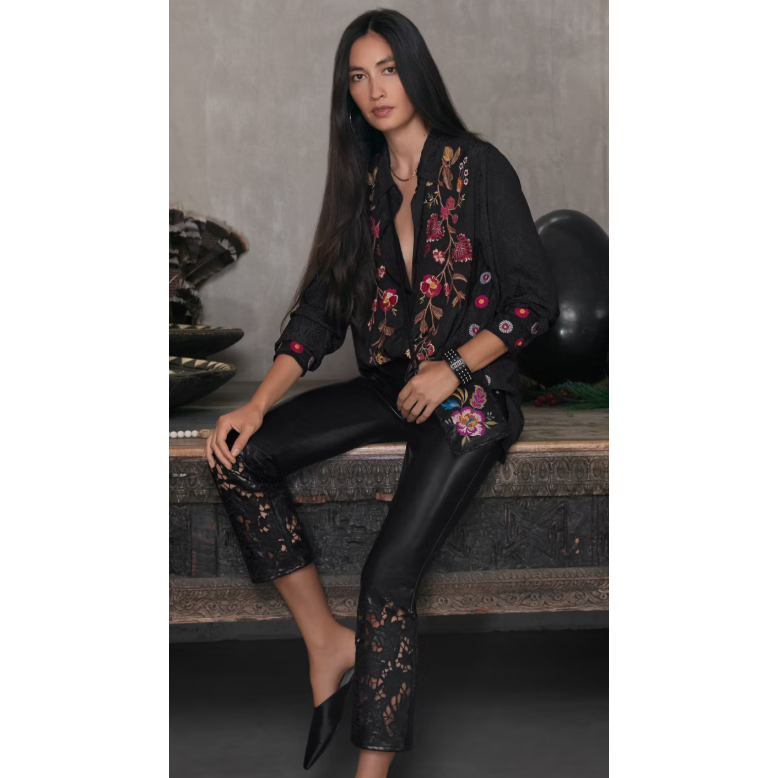 Johnny Was Lilith High Slit Tunic in Black