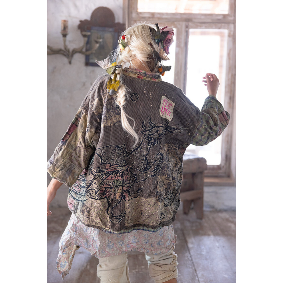 Magnolia Pearl Dragon Julien Kimono in Raven