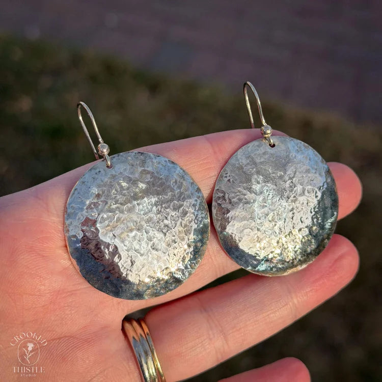 Crooked Thistle Hammered Sterling Silver Dome Earrings