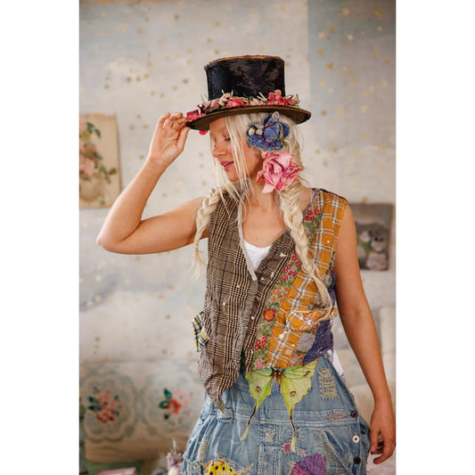 Magnolia Pearl Patchwork Andriy Vest in Madras Yellow 084