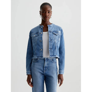 AG Jeans Eleanor Collarless Jean Jacket in Picture Perfect Wash