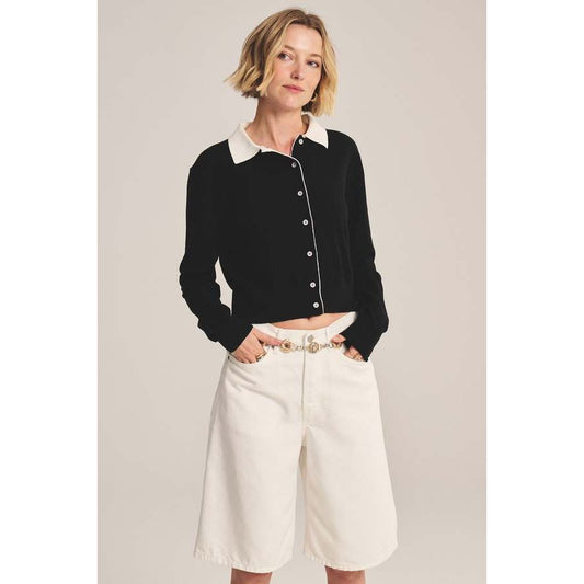 Velvet by Graham & Spencer Cotton Cashmere Blend Cardigan in Black