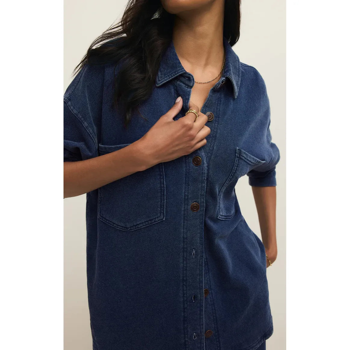 Z Supply All Day Knit Denim Jacket  in Indigo