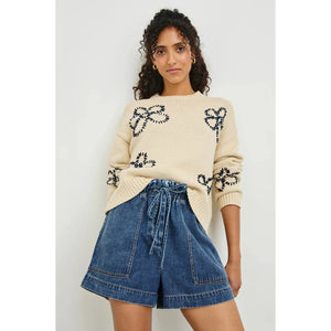 Rails Zoey Sweater in Ivory Navy Stitched Daisies