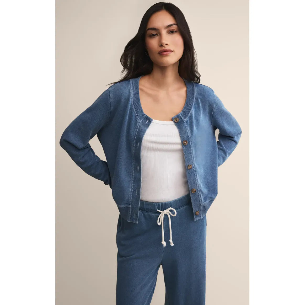 Z Supply Daily Knit Denim Cardigan in Vintage Indigo