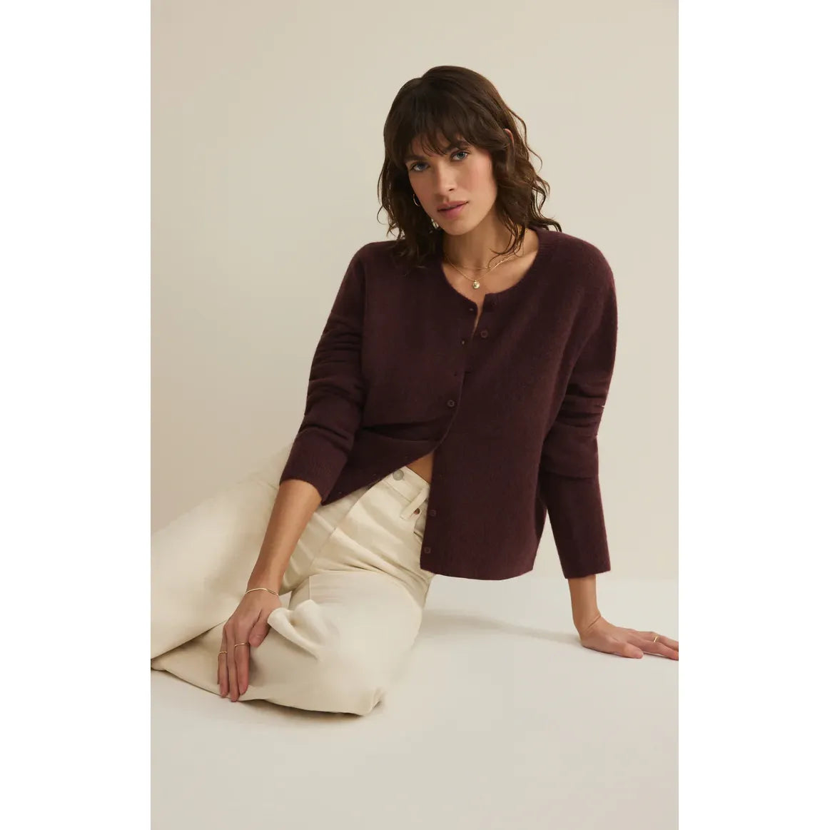 Z Supply Medina Cozy cardigan in Chocolate Cherry