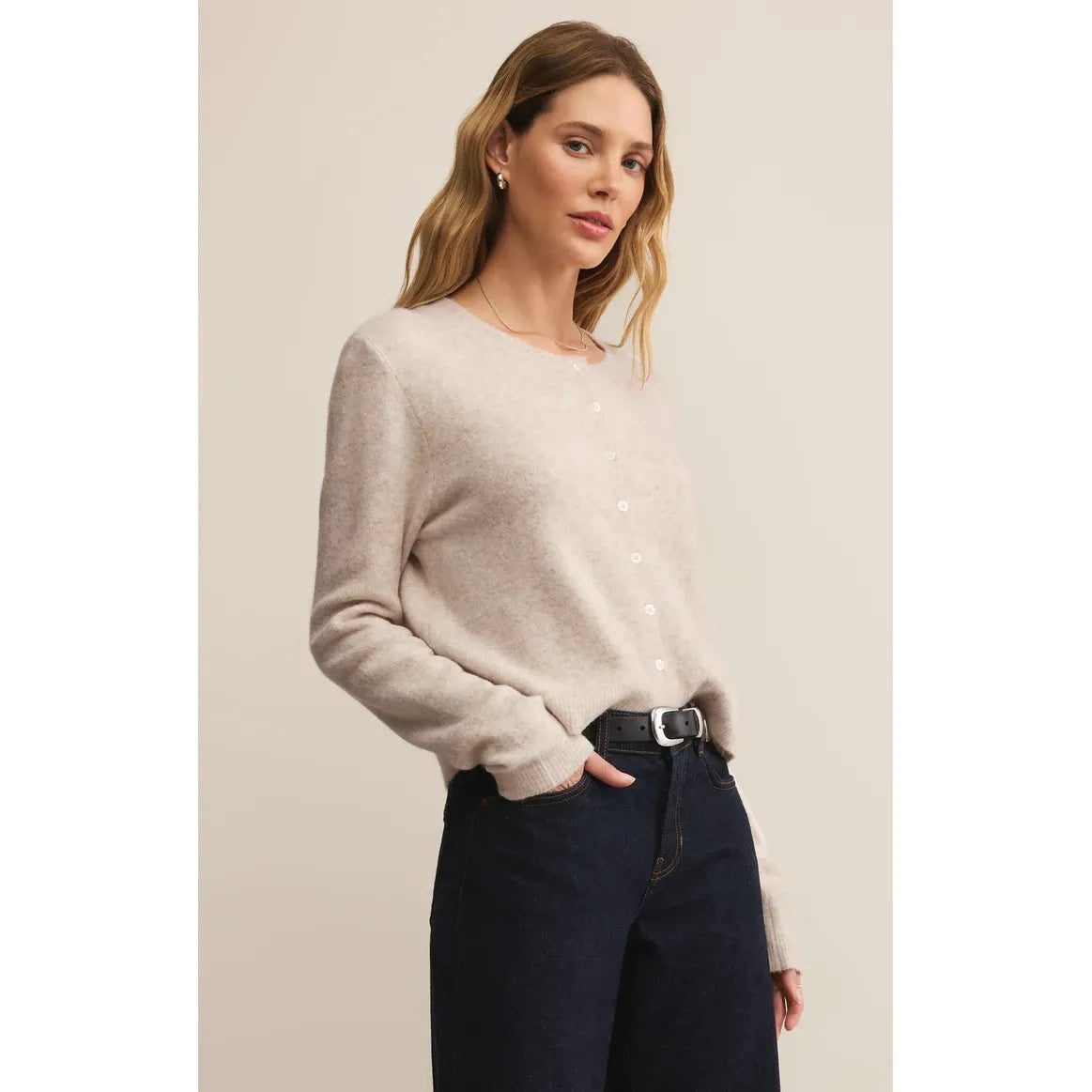 Z Supply Medina Cozy Cardigan in Light Oatmeal Heather