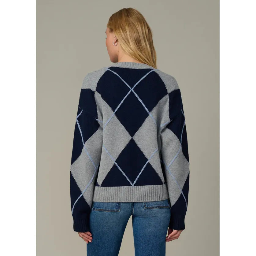 Joe's Relaxed Fit Cardigan in Blue Argyle
