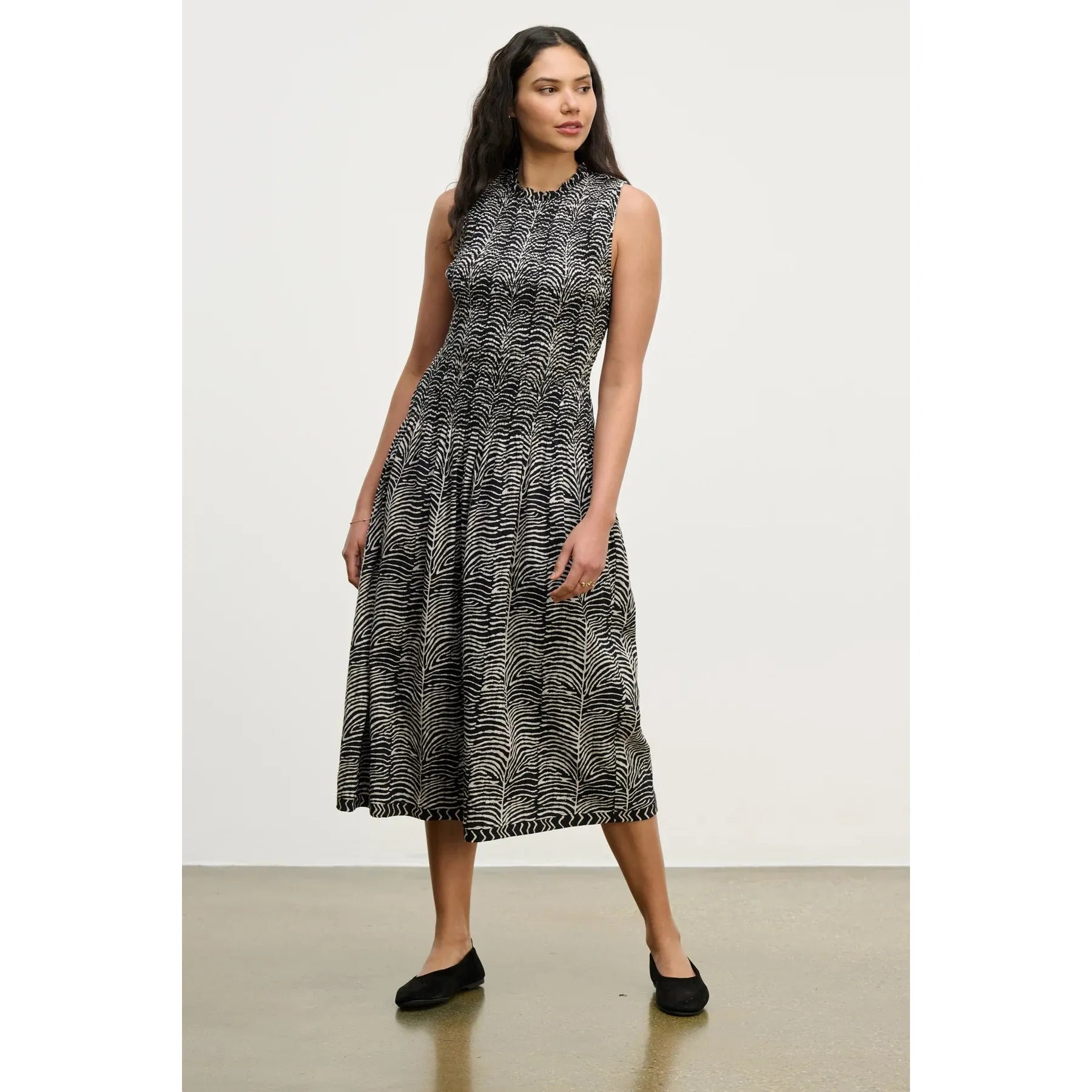Velvet by Graham & Spencer Katherine Autumn Fern Print Dress in Black