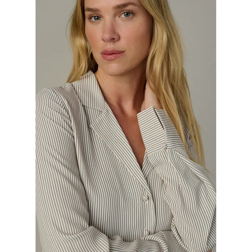 Joe's Jeans The Mia Blouse in Panna Cotta Navy Stripe