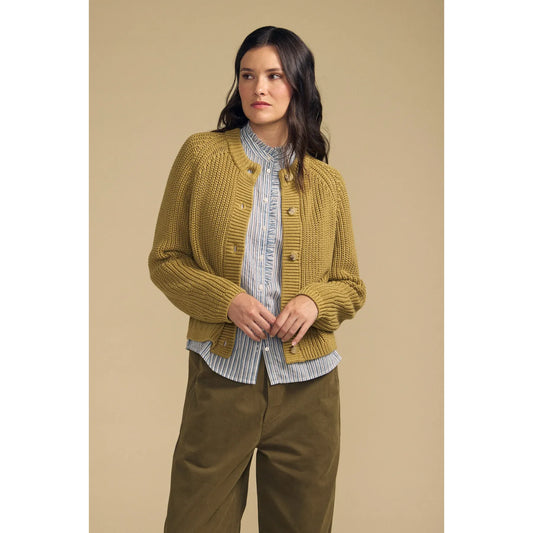 Velvet Lisabeth Chunky Pima Cotton Cardigan in Khaki