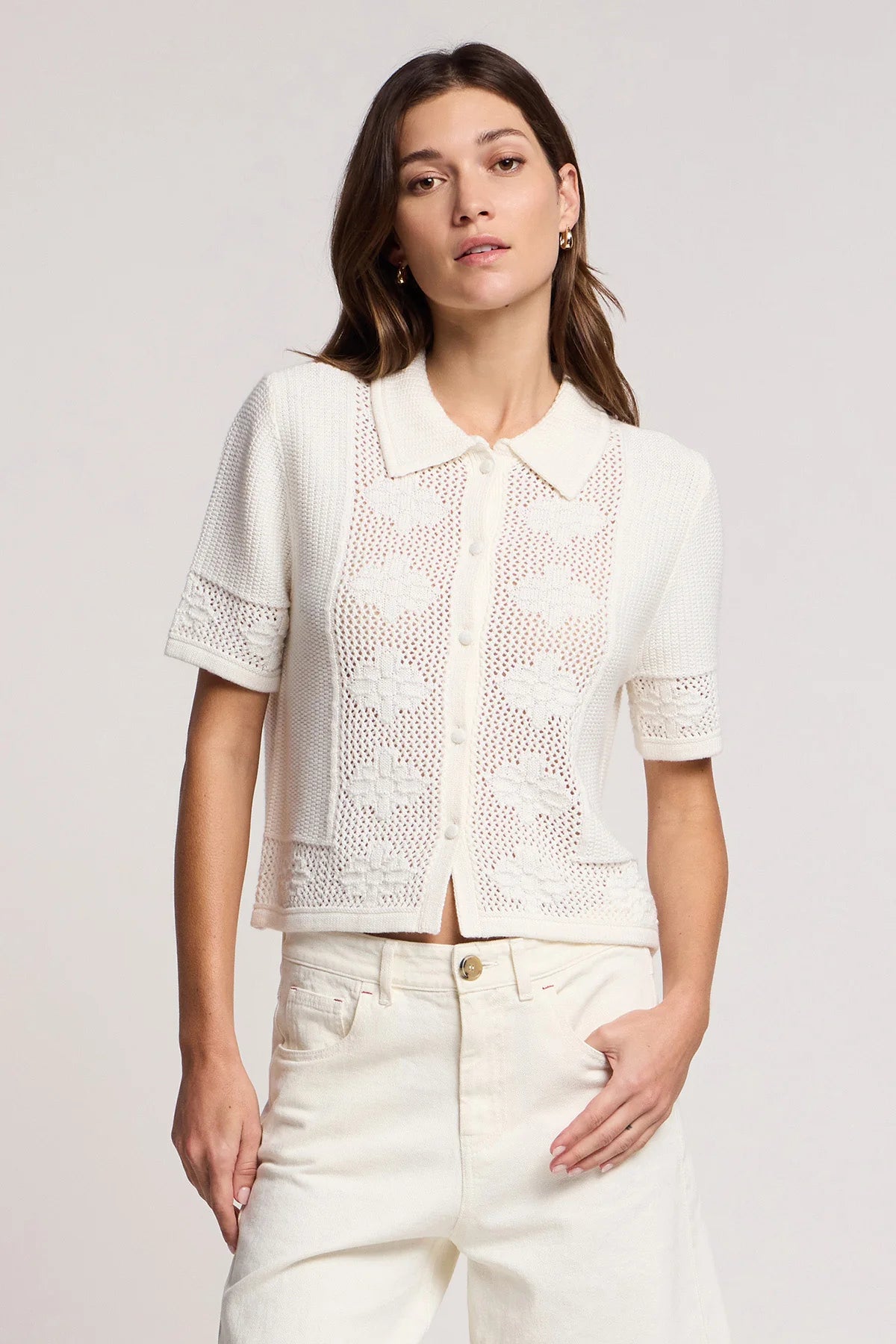 Velvet by Graham & Spencer Rosemond Cardigan in Milk