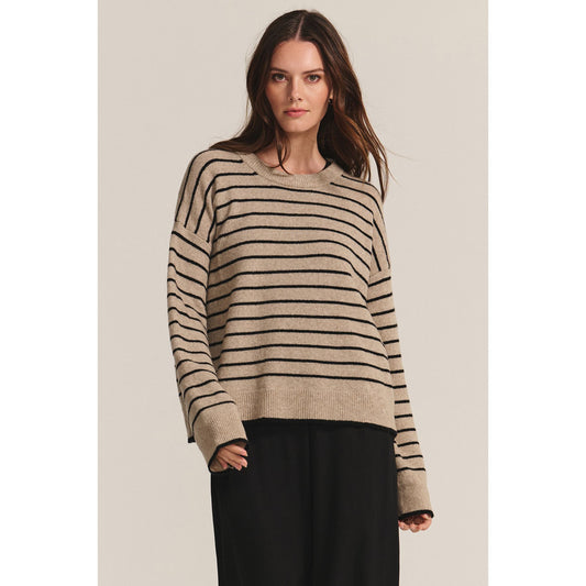 Velvet by Graham & Spencer Romyo Sweater in Oatmeal/Black