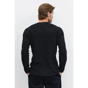 Velvetmen Ambrose Brushed Thermal Henley in Black