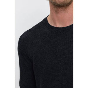 Velvetmen Tobias Brushed Thermal Crew in Black