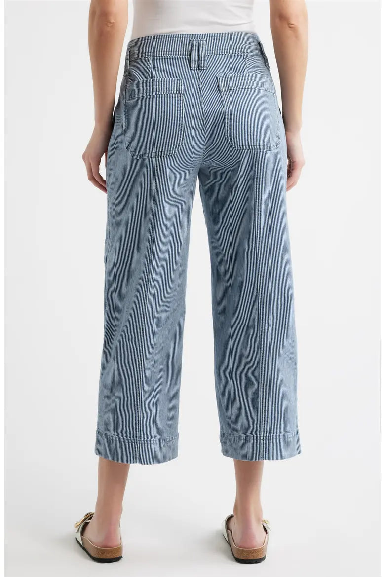 Wit & Wisdom Skyrise Cotton Crop Wide Leg Utility Pants in Blue