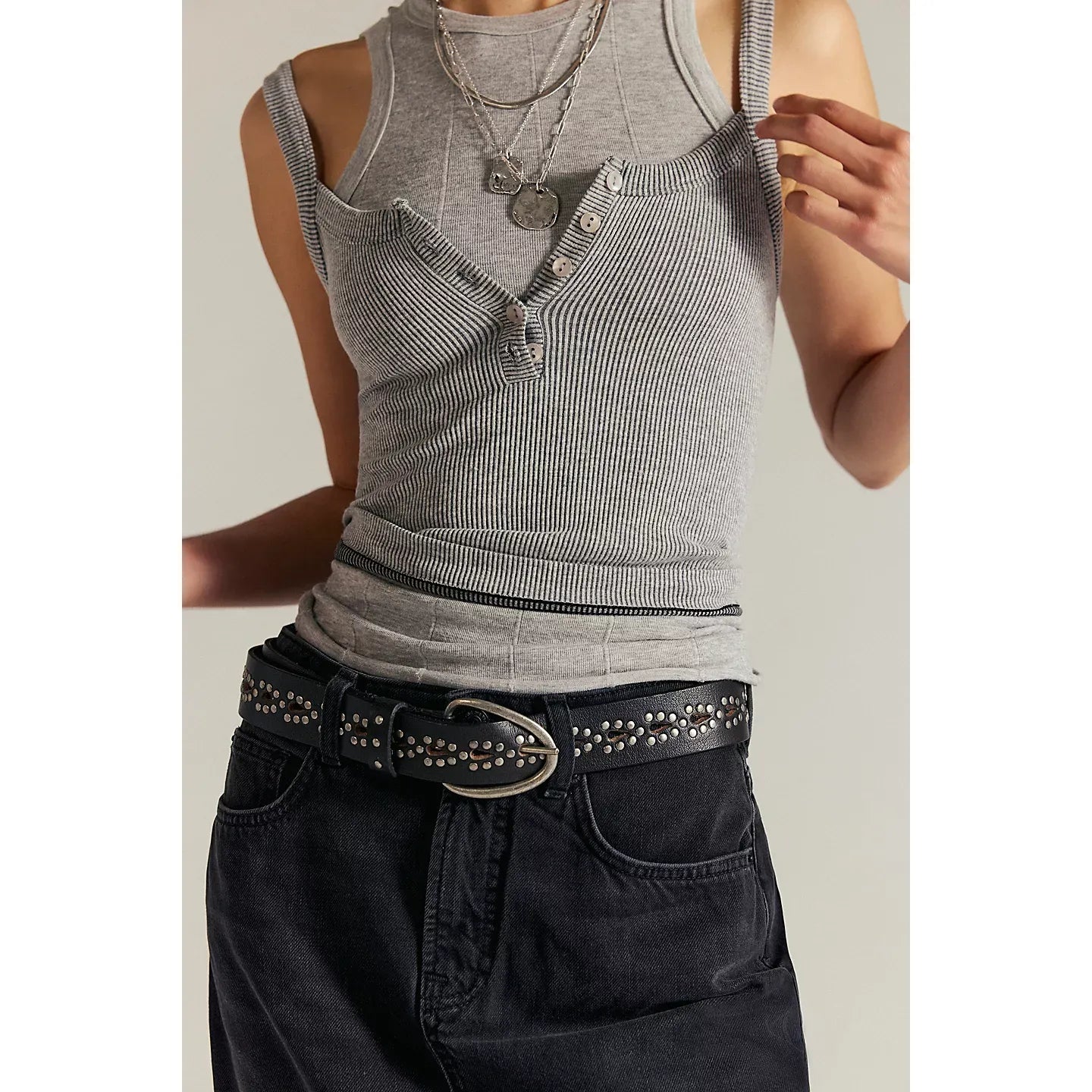 Free People WTF Preston Stud Belt in Black