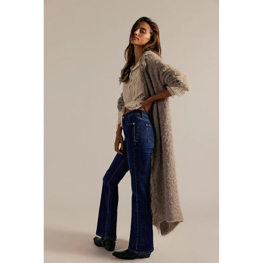 Free People Double Knot High Rise Straight Bootcut Jeans in Aegean