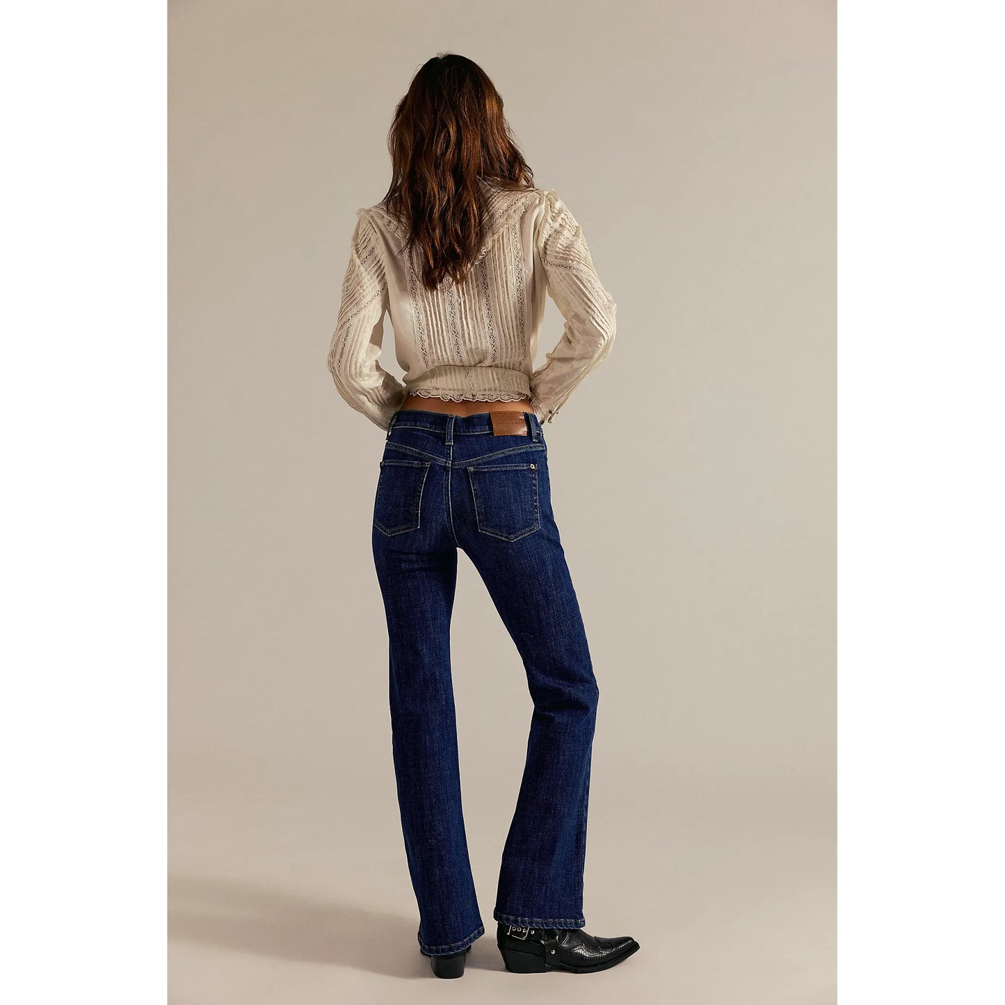 Free People Double Knot High Rise Straight Bootcut Jeans in Aegean