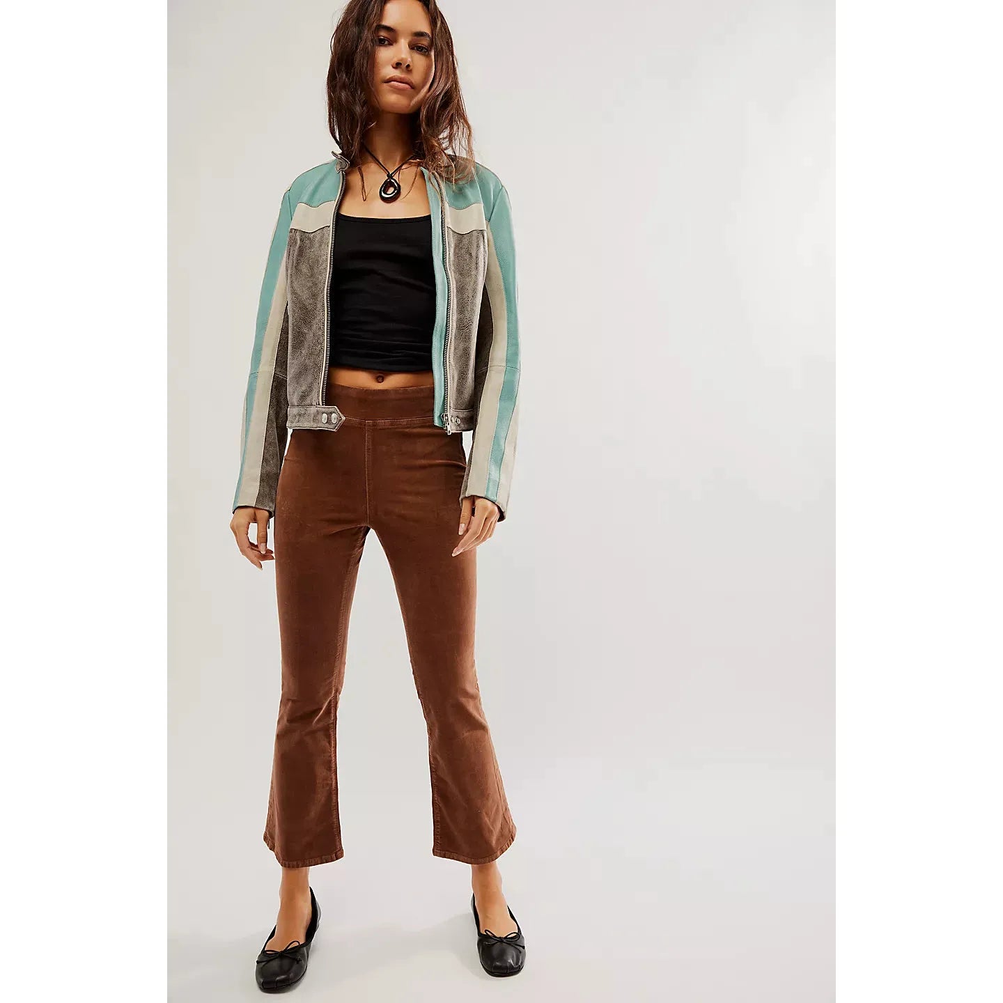 Free People In My Feelings Velvet Crop Slim Flare Pants