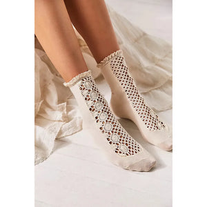 Free People Rubies Crochet Socks in Ivory