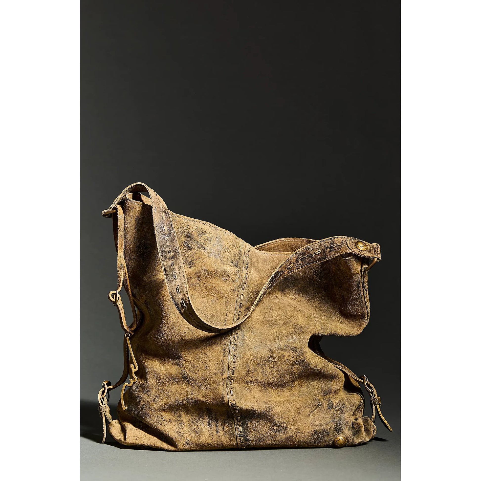 Free People WTF Dallas Distressed Suede Bag in Sandblasted Khaki