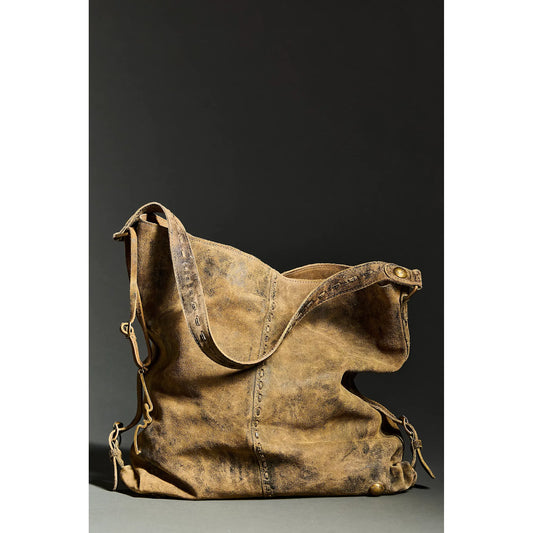 Free People WTF Dallas Distressed Suede Bag in Sandblasted Khaki