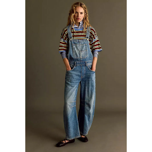 Free People Good Luck Barrel Overall in Ultra Light Beam