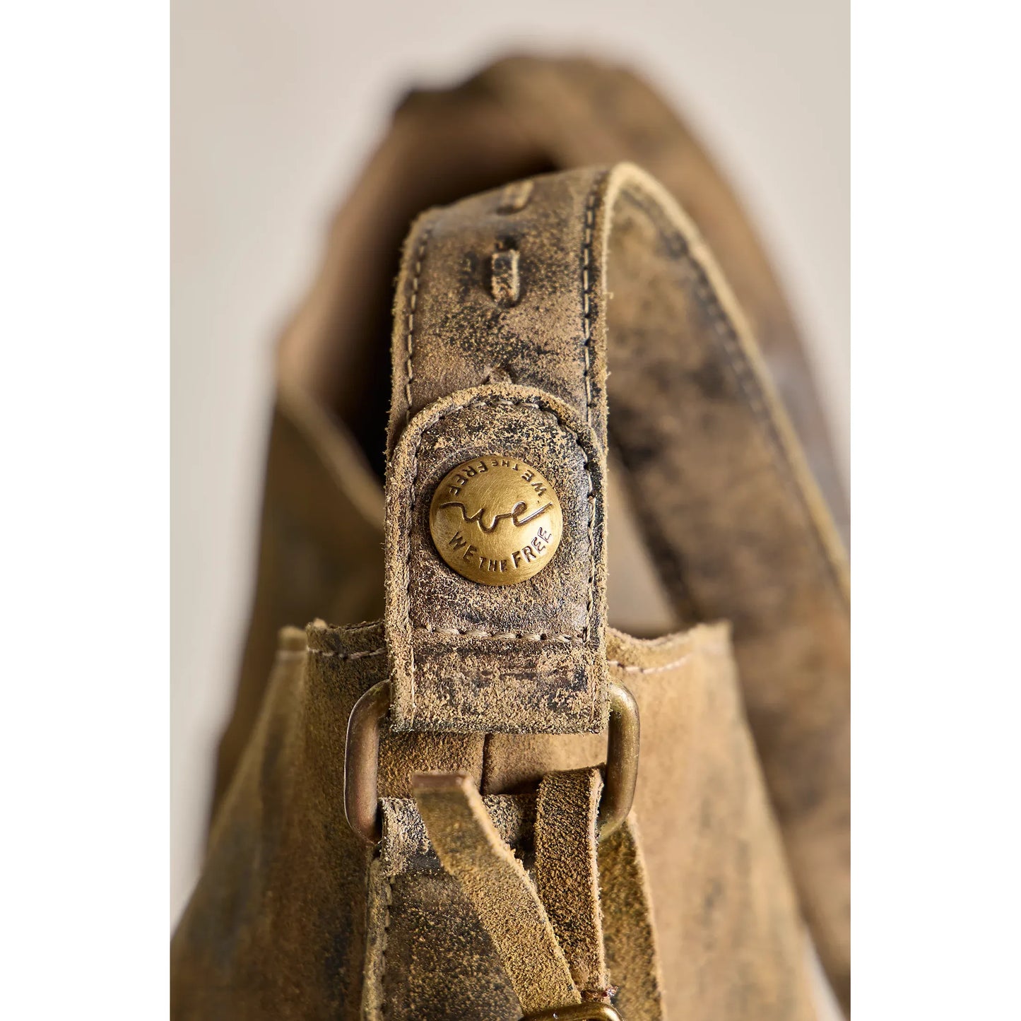 Free People WTF Dallas Distressed Suede Bag in Sandblasted Khaki