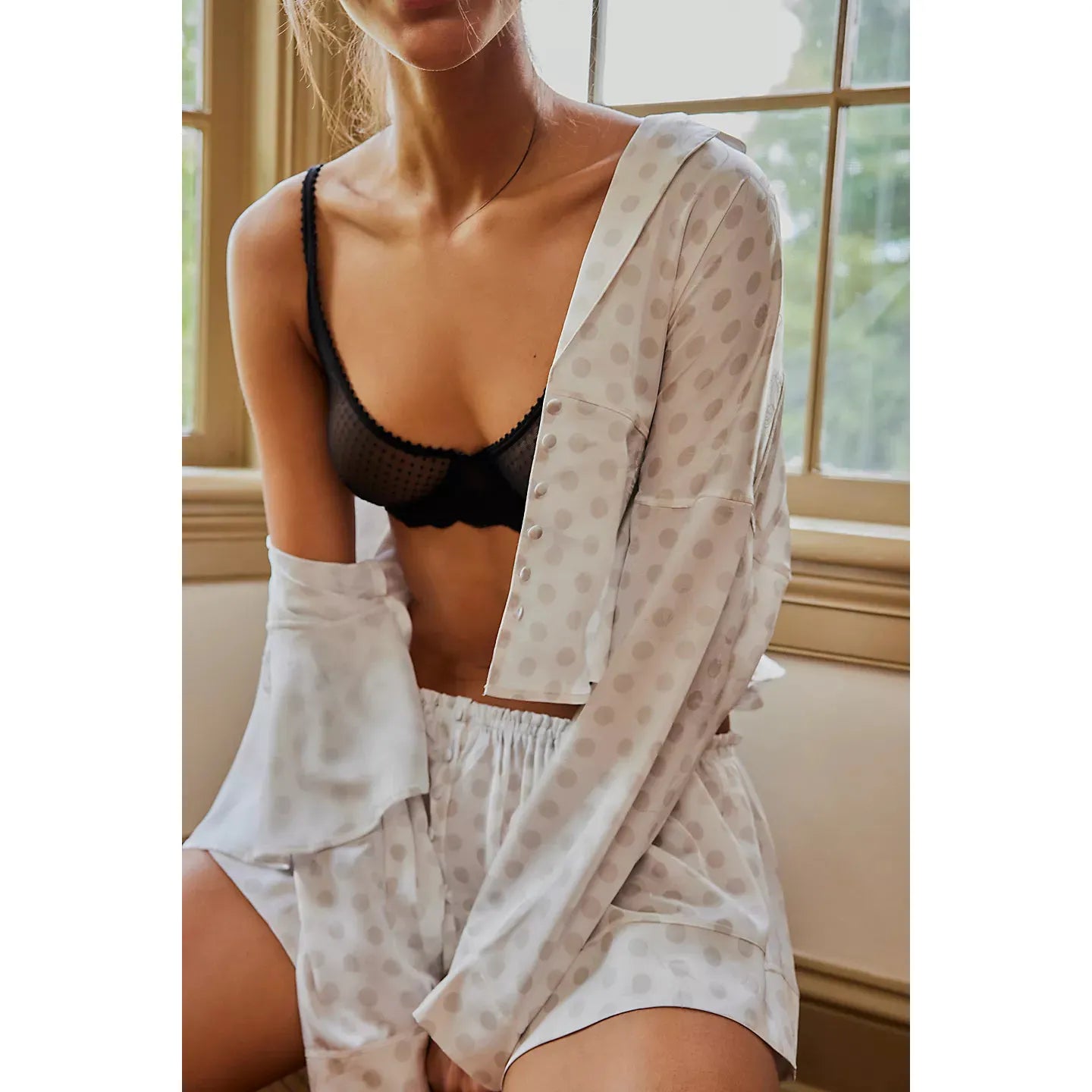 Free People Beauty Sleep PJ Set in White Combo