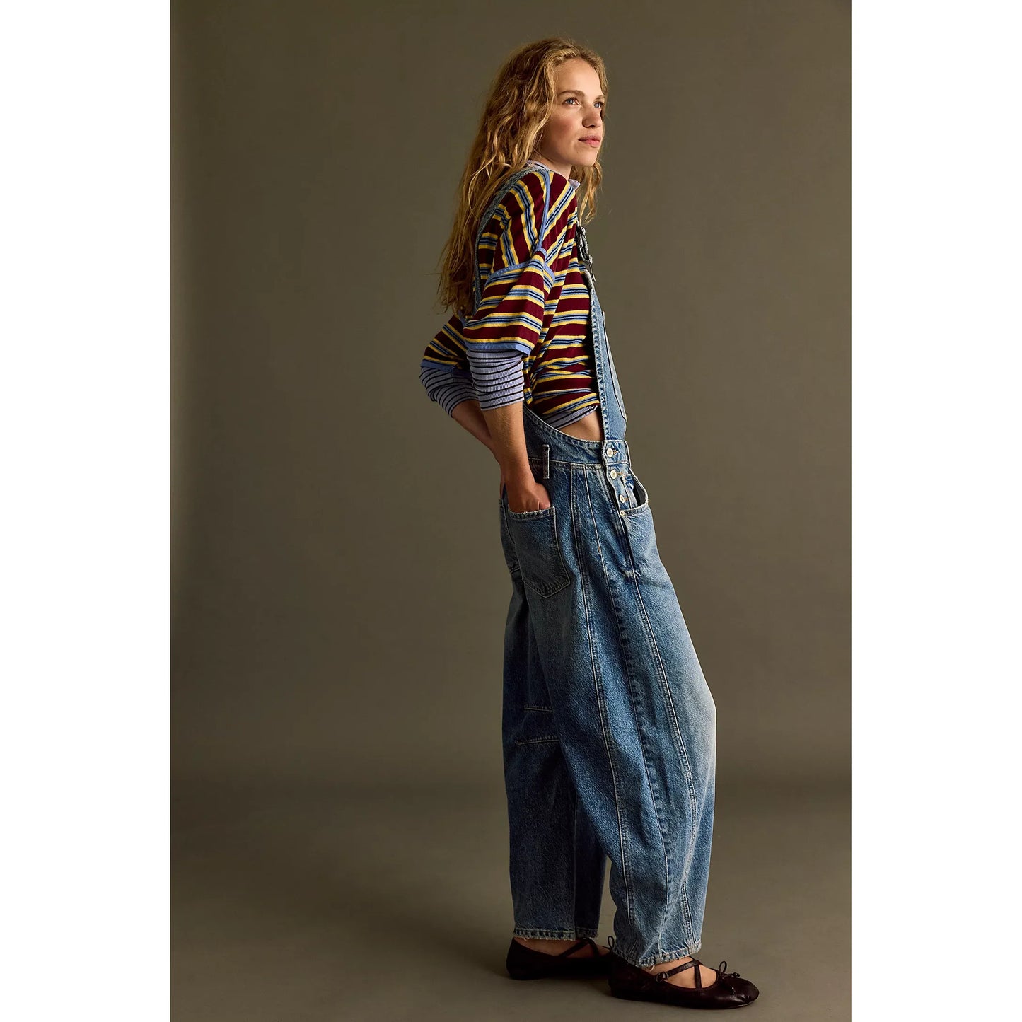 Free People Good Luck Barrel Overall in Ultra Light Beam