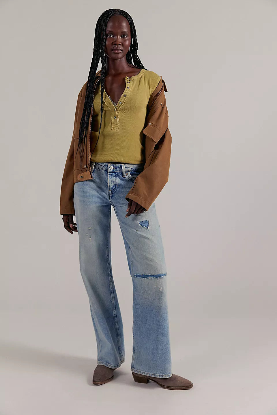 Free People Jamie Henley Top in Dried Tobacco