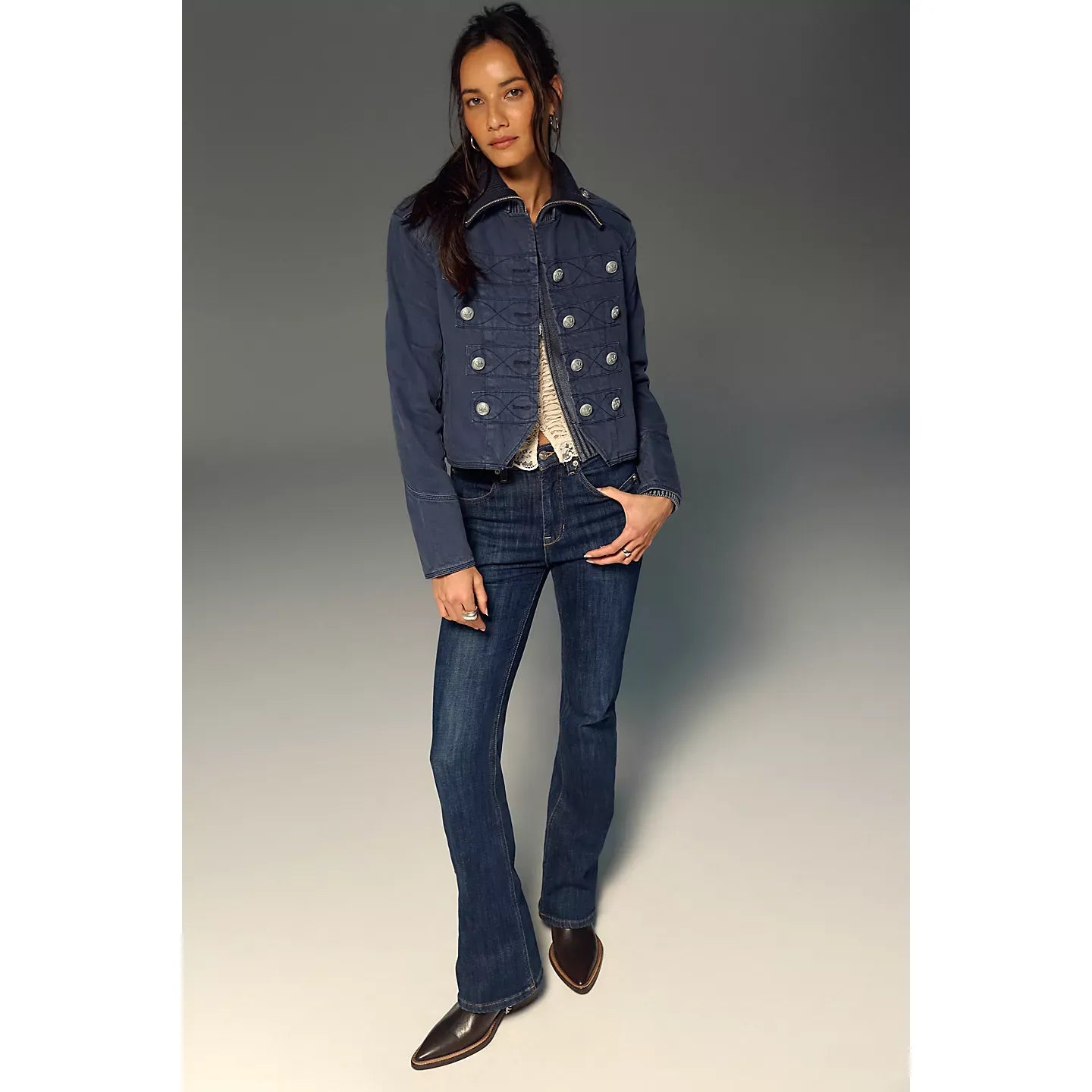 Free People Double Knot High Rise Straight Boot Cut Jeans