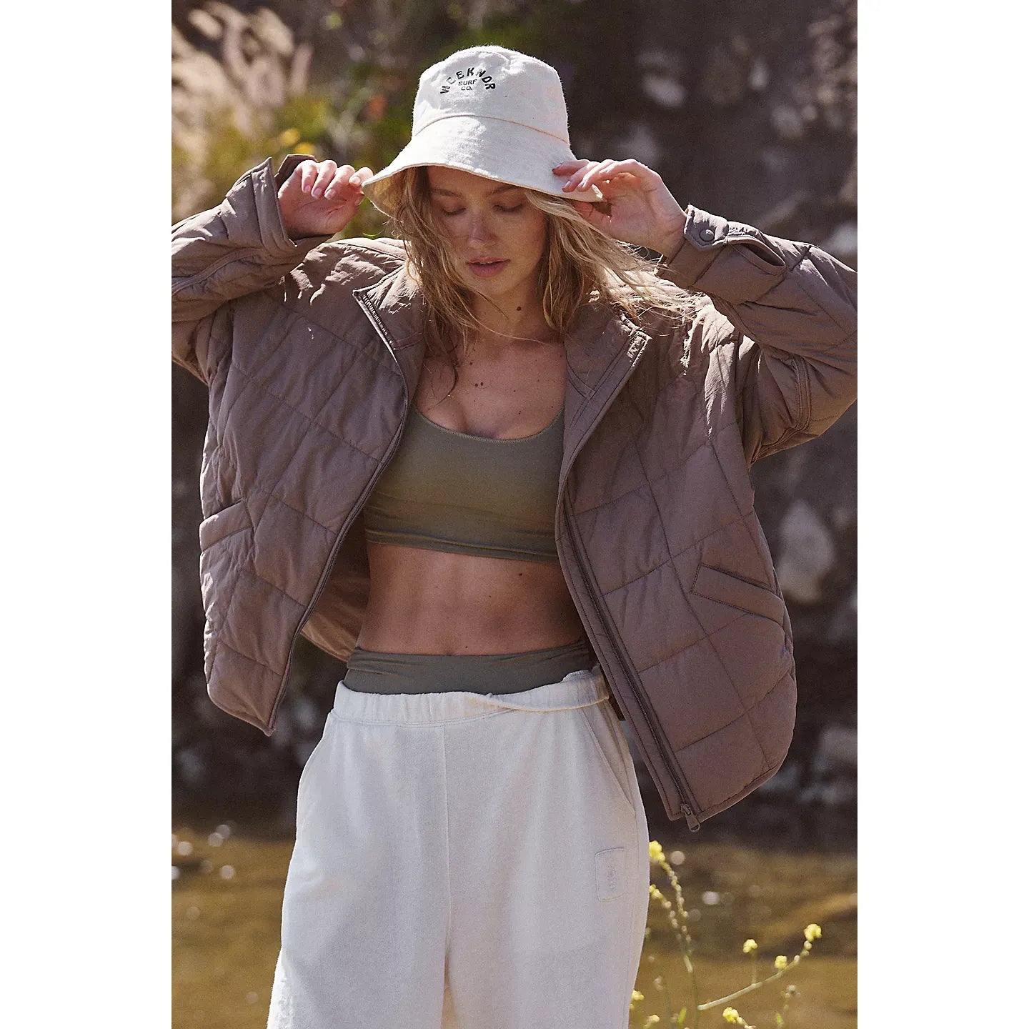 Free People Pippa Packable Puffer Jacket in Fossil