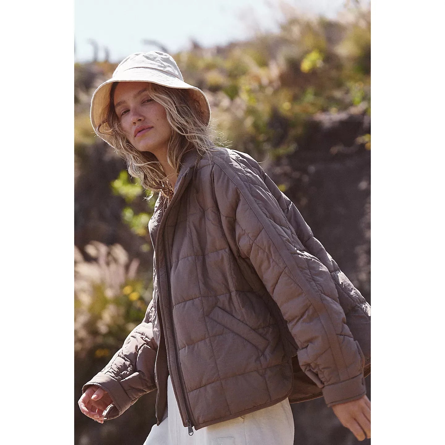 Free People Pippa Packable Puffer Jacket in Fossil