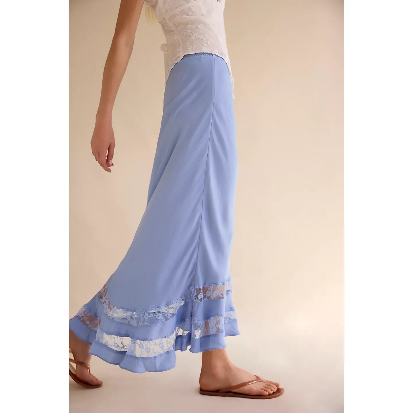 Free People Long Lost Lover Maxi Slip Skirt in Cashmere Blue