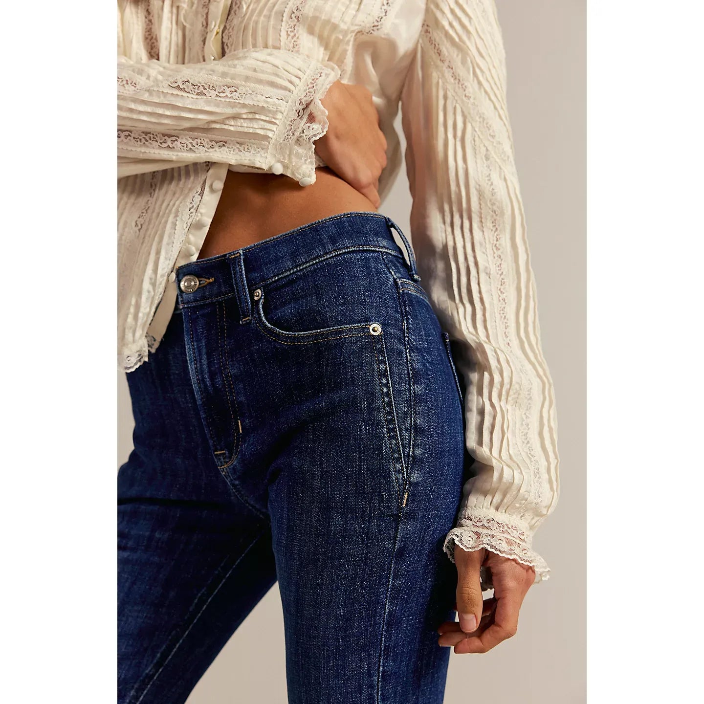 Free People Double Knot High Rise Straight Boot Cut Jeans