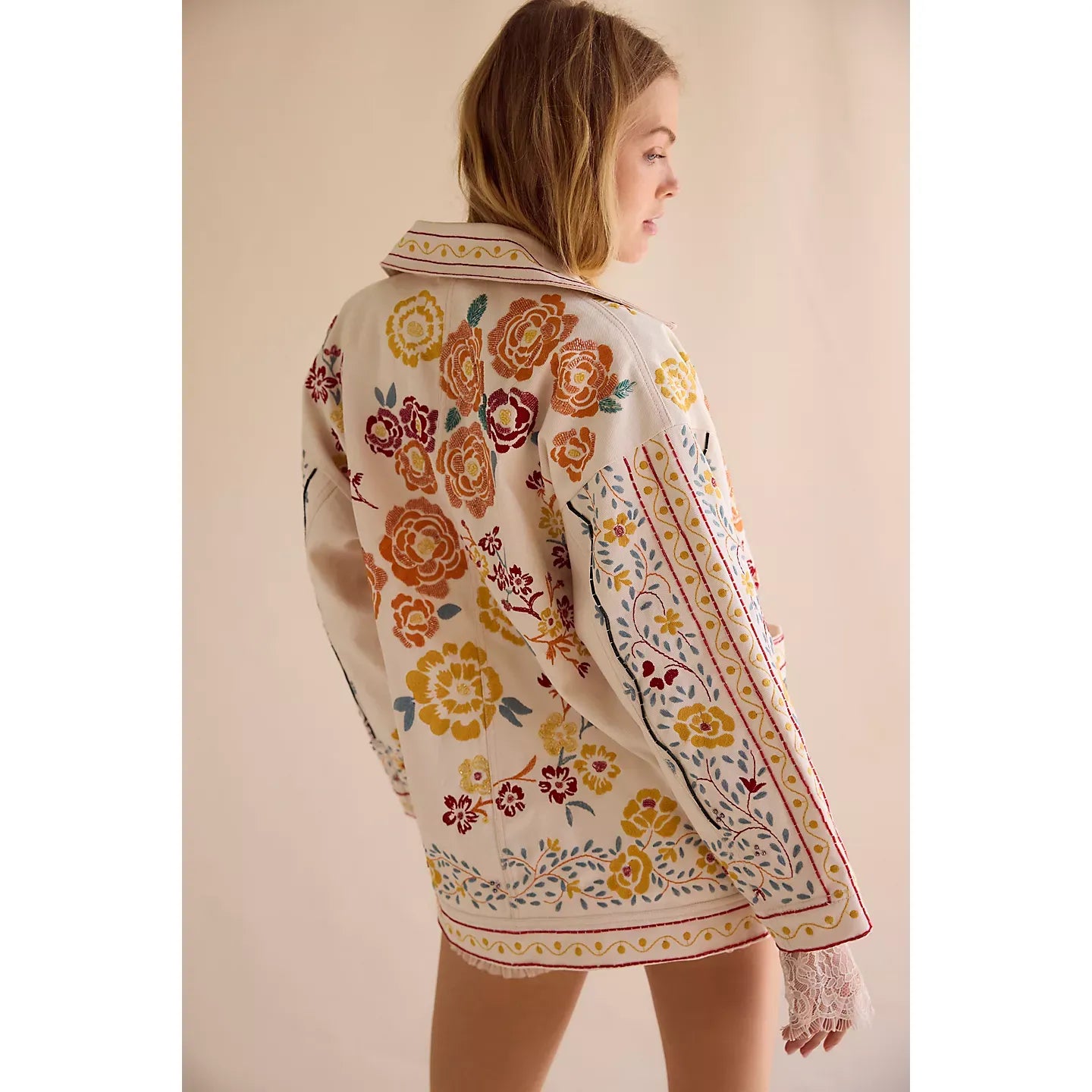 Free People We The Free Avery Embellished Jacket in Pearl Ivory