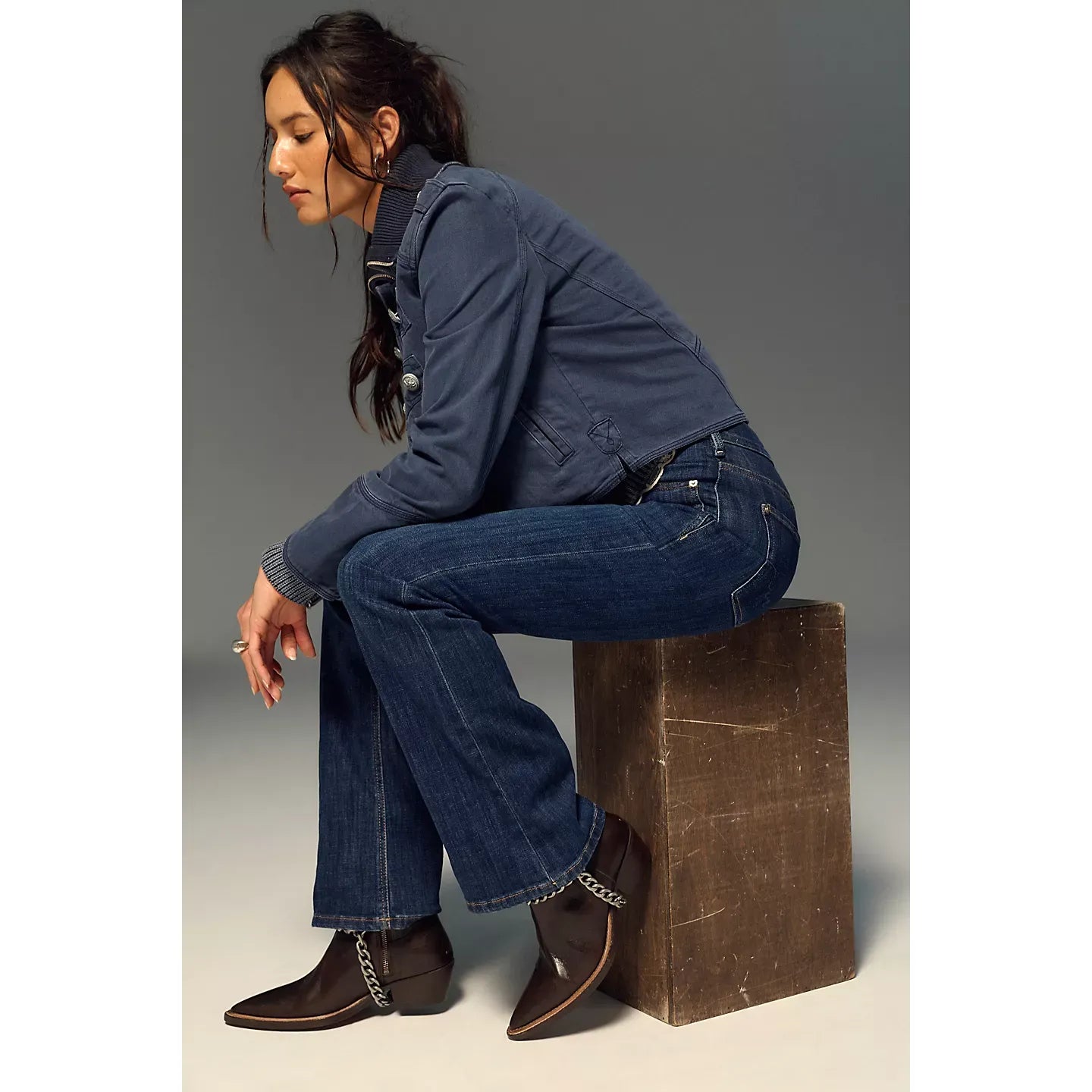 Free People Double Knot High Rise Straight Boot Cut Jeans